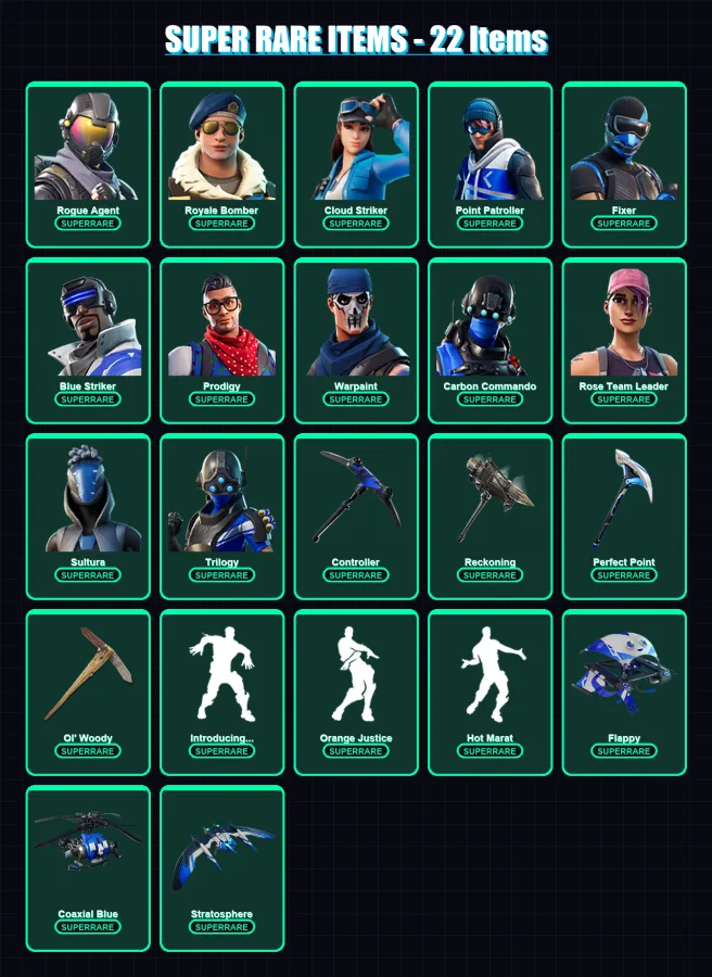 [PC/XBOX] | Rogue Agent | Royale Bomber | Cloud Striker | Point Patroller | Fixer | 82 skin | 60 pickaxe | 52 emote | 63 glider | Lv642