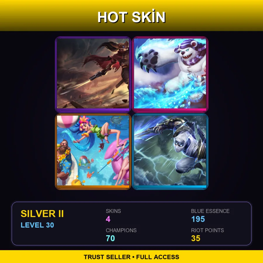 EUW | Lv30 | Silver II | 4 Skin | 70 Champ