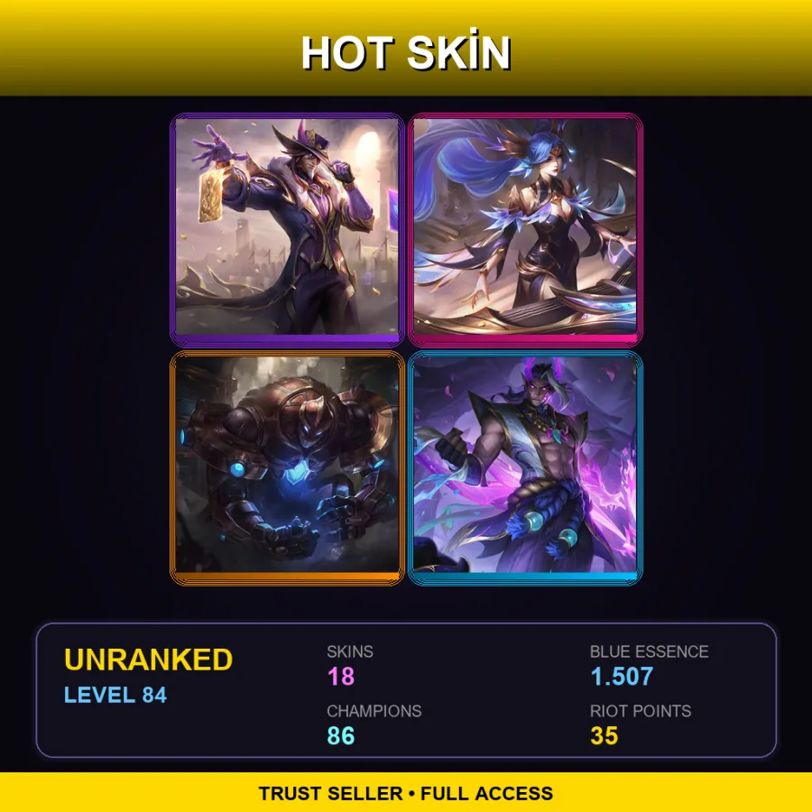 OCE | Lv84 | Unranked | 18 Skin | 86 Champ — LoL account