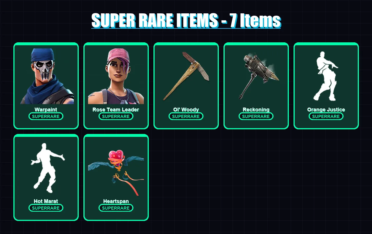 [PC/XBOX] | Warpaint | Rose Team Leader | Raz | Ruin | Spire Assassin | 137 skin | 115 pickaxe | 102 emote | 116 glider | Lv1503