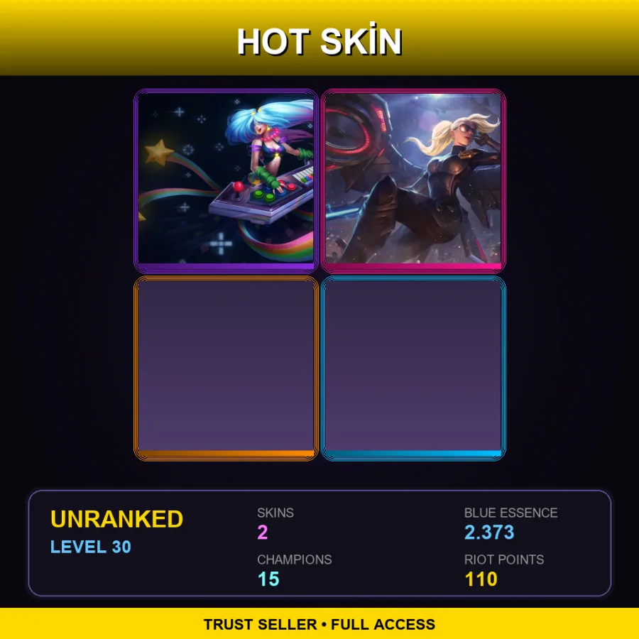 BR | Lv30 | Unranked | 2 Skin | 15 Champ — LoL account