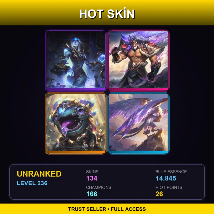 VN | Lv236 | Unranked | 134 Skin | 166 Champ