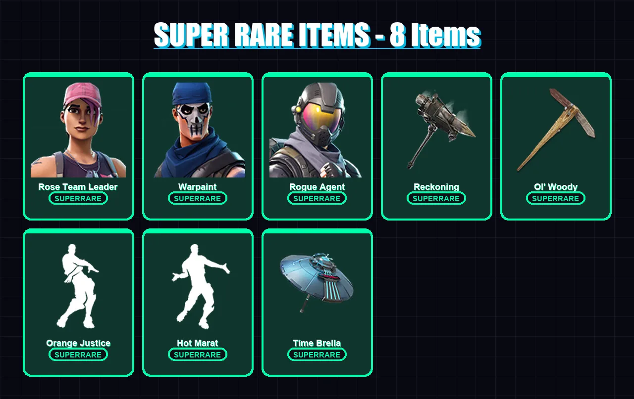 [PS4/PS5/XBOX/PC] | Rose Team Leader | Warpaint | Rogue Agent | Spectra Knight | Lynx | 157 skin | 160 pickaxe | 175 emote | 156 glider | Lv1961 — Fortnite account