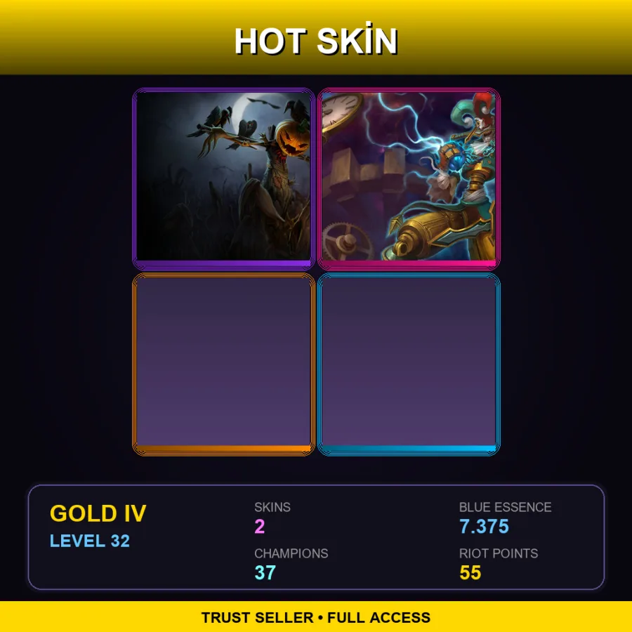 EUW | Lv32 | Gold IV | 2 Skin | 37 Champ