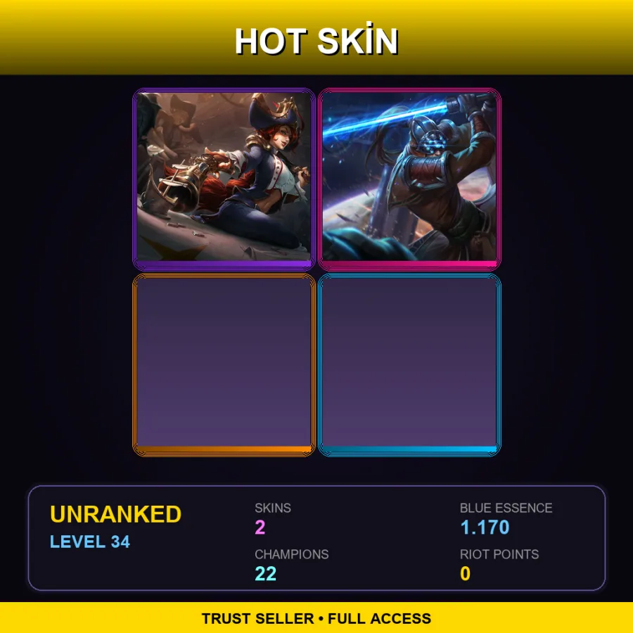 NA | Waterloo Miss Fortune | Chosen Master Yi | 2 Skin | 22 Champ | Lv34