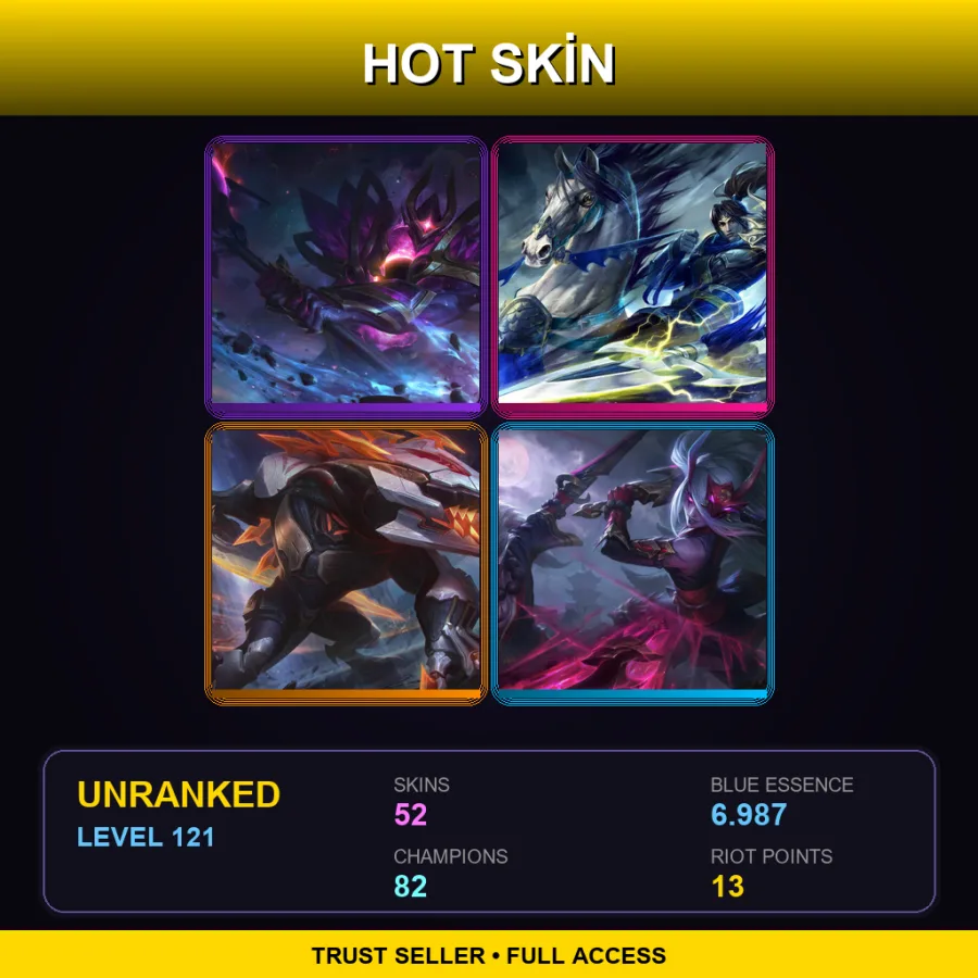 LAN | Lv121 | Unranked | 52 Skin | 82 Champ