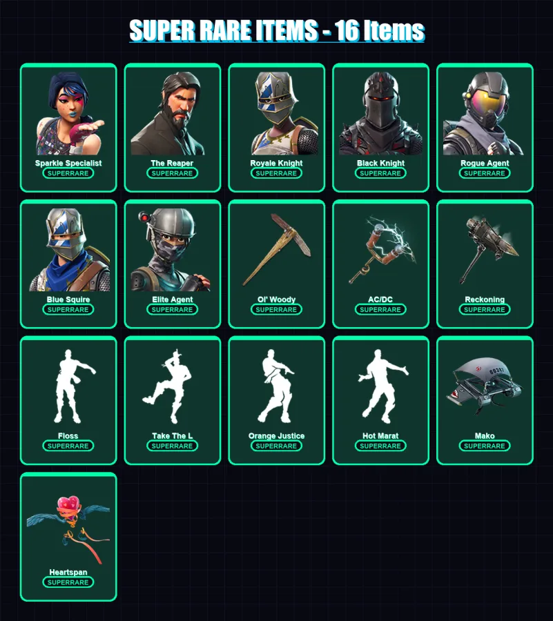 [PC/PSN] | Sparkle Specialist | The Reaper | Royale Knight | Black Knight | Rogue Agent | 212 skin | 223 pickaxe | 166 emote | 171 glider | Lv2487