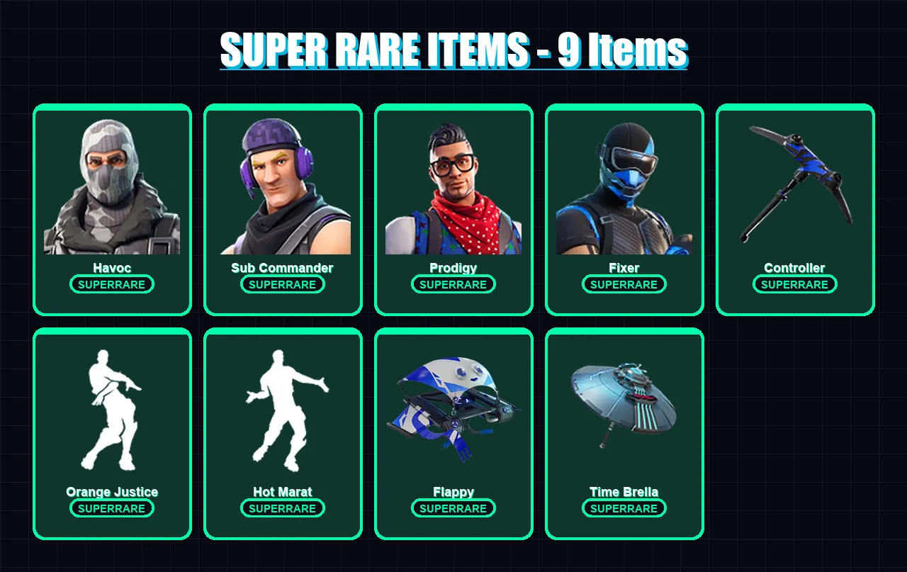 [PS4/PS5/XBOX/PC] | Havoc | Sub Commander | Prodigy | Fixer | Hybrid | 100 skin | 120 pickaxe | 109 emote | 132 glider | Lv2056