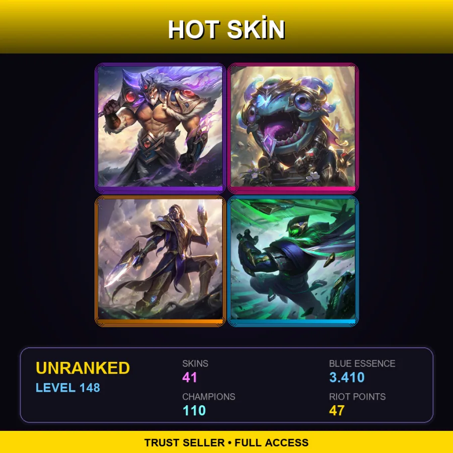 VN | Lv148 | Unranked | 41 Skin | 110 Champ — LoL account
