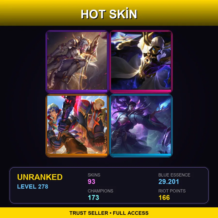 EUNE | Lv278 | Unranked | 93 Skin | 173 Champ