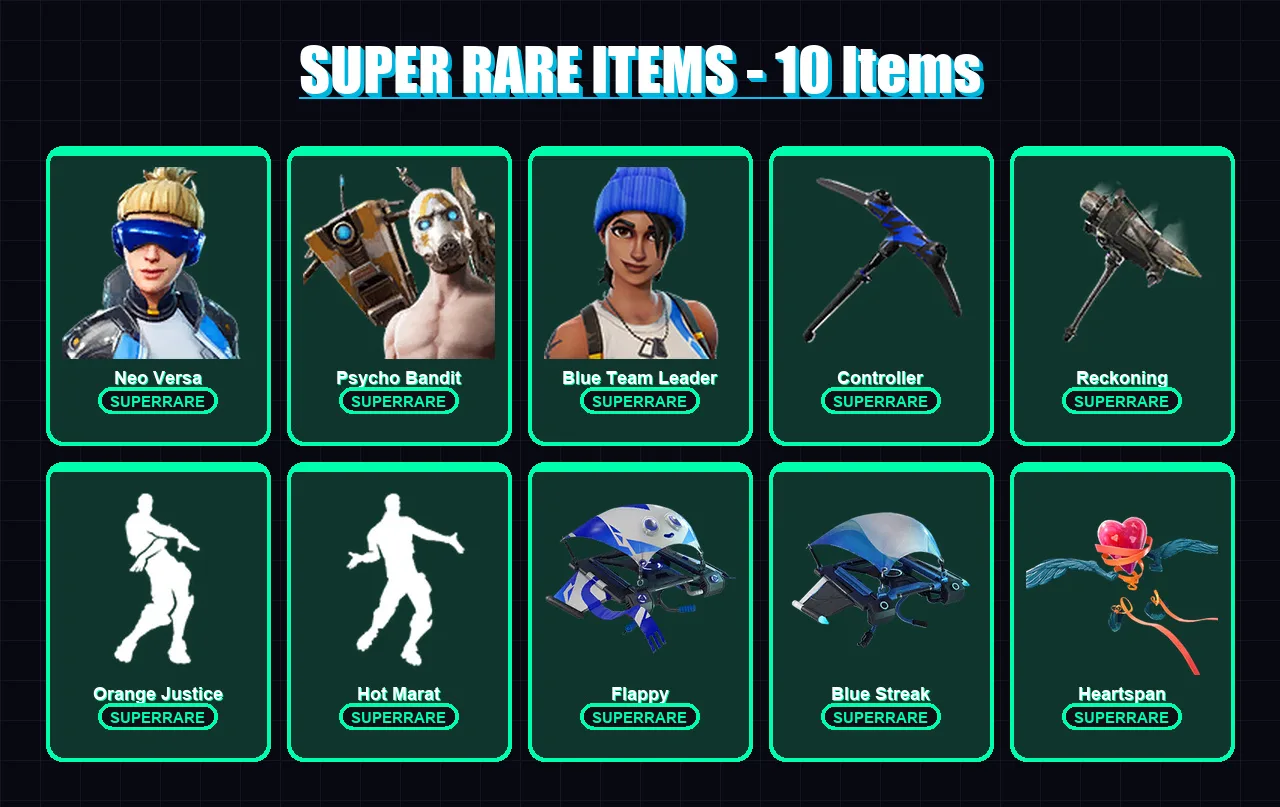 [PS4/PS5/XBOX/PC] | Neo Versa | Psycho Bandit | Blue Team Leader | Deadpool | Drift | 38 skin | 30 pickaxe | 36 emote | 34 glider | Lv403