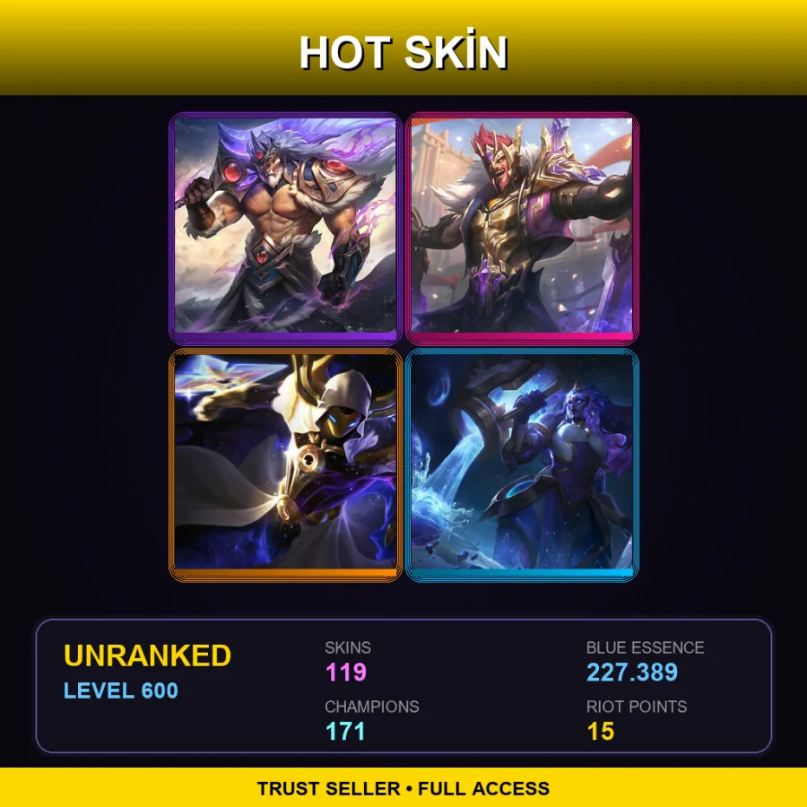 EUW | Lv600 | Unranked | 119 Skin | 171 Champ