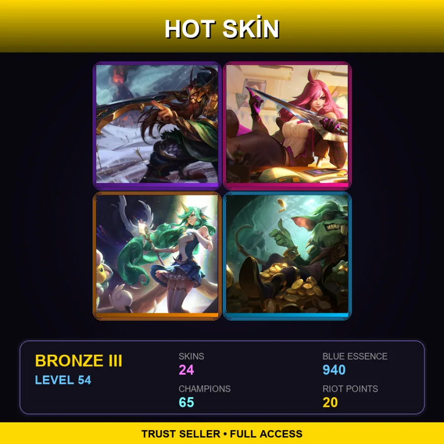 EUNE | Lv54 | Bronze III | 24 Skin | 65 Champ