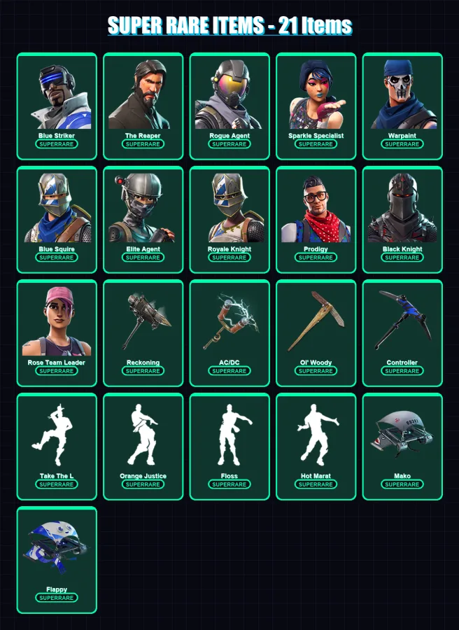 [PC/XBOX] | Blue Striker | The Reaper | Rogue Agent | Sparkle Specialist | Warpaint | 69 skin | 55 pickaxe | 63 emote | 64 glider | Lv1040 — Game account