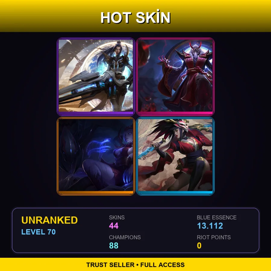 SG | Lv70 | Unranked | 44 Skin | 88 Champ