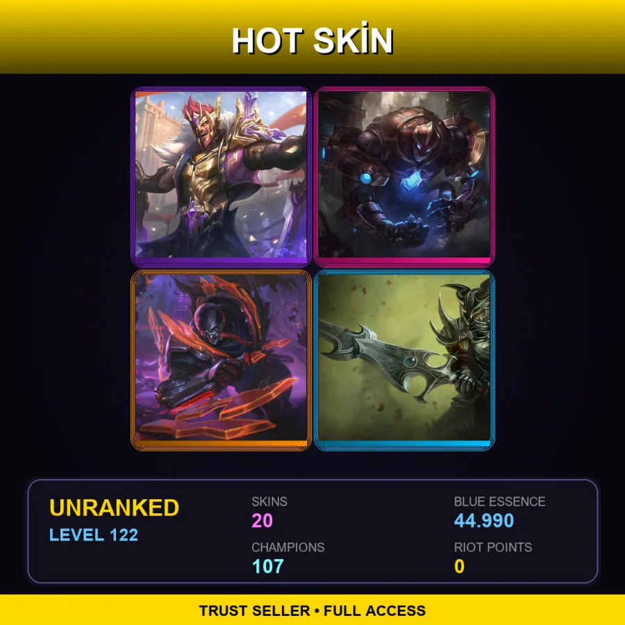 BR | Lv122 | Unranked | 20 Skin | 107 Champ — LoL account