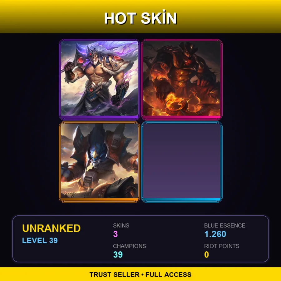 TR | Lv39 | Unranked | 3 Skin | 39 Champ