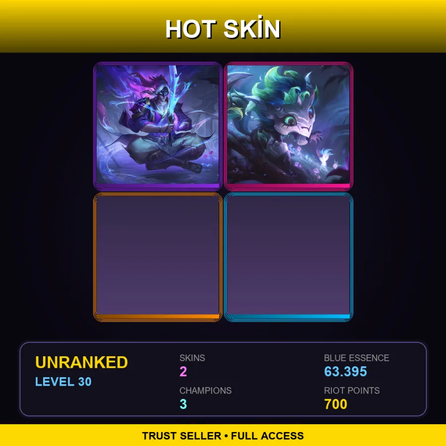 NA | Lv30 | Unranked | 2 Skin | 3 Champ — LoL account