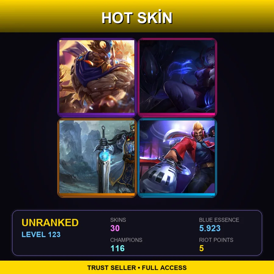 EUNE | Lv123 | Unranked | 30 Skin | 116 Champ — LoL account