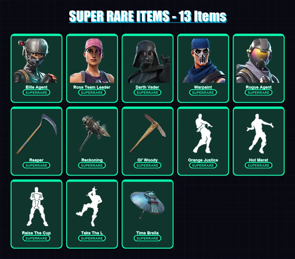 [PC/PSN] | Elite Agent | Rose Team Leader | Darth Vader | Warpaint | Rogue Agent | 184 skin | 192 pickaxe | 176 emote | 184 glider | Lv2614