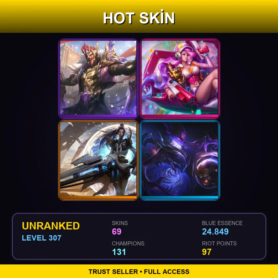 LAN | Lv307 | Unranked | 69 Skin | 131 Champ