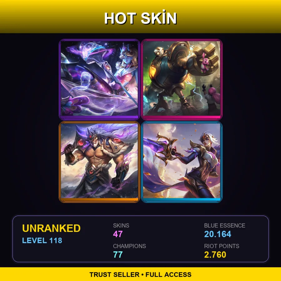 EUW | Lv118 | Unranked | 47 Skin | 77 Champ