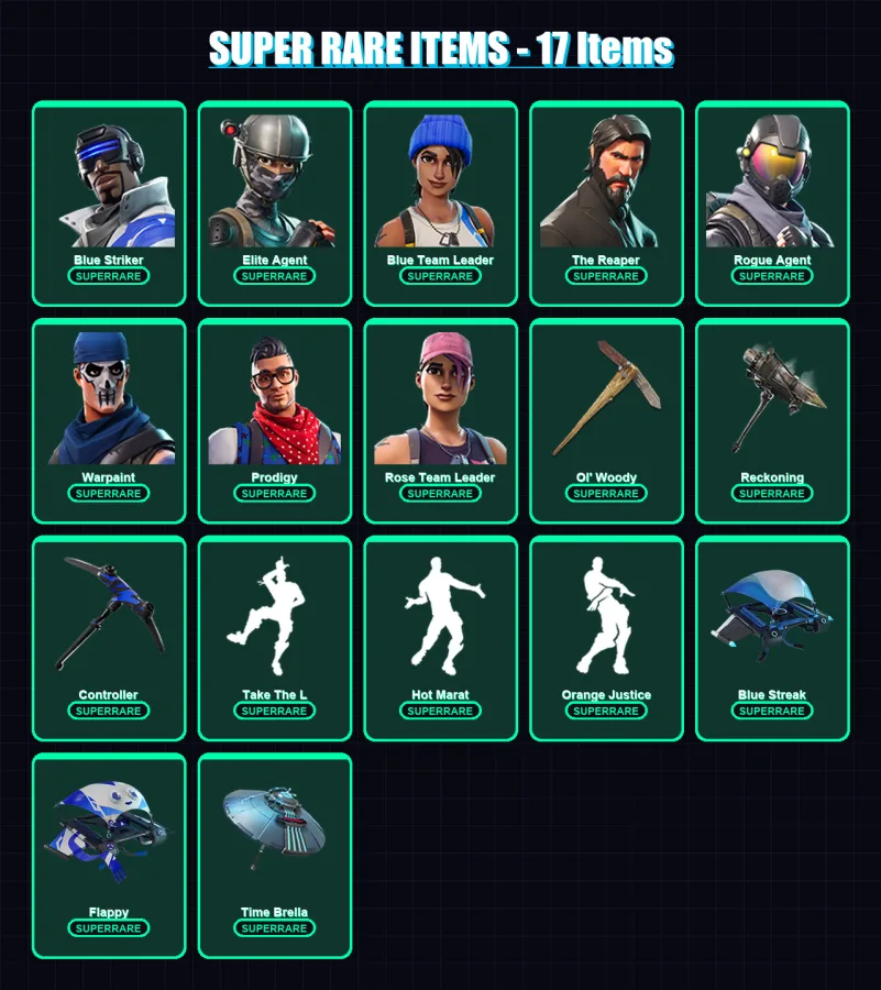 [PS4/PS5/XBOX/PC] | Blue Striker | Elite Agent | Blue Team Leader | The Reaper | Rogue Agent | 59 skin | 58 pickaxe | 47 emote | 64 glider | Lv718