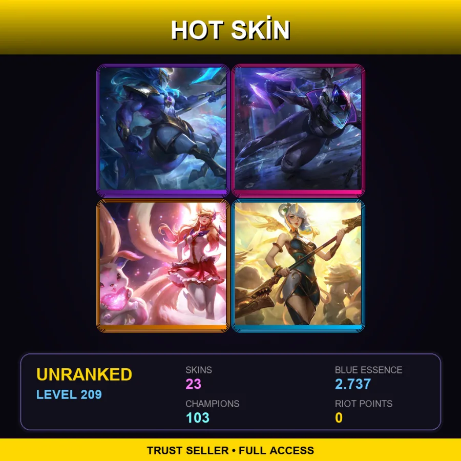 LAN | Cosmic Charger Hecarim | PROJECT: Vayne | Star Guardian Ahri | Lunar Empress Lux | 23 Skin | 103 Champ | Lv209