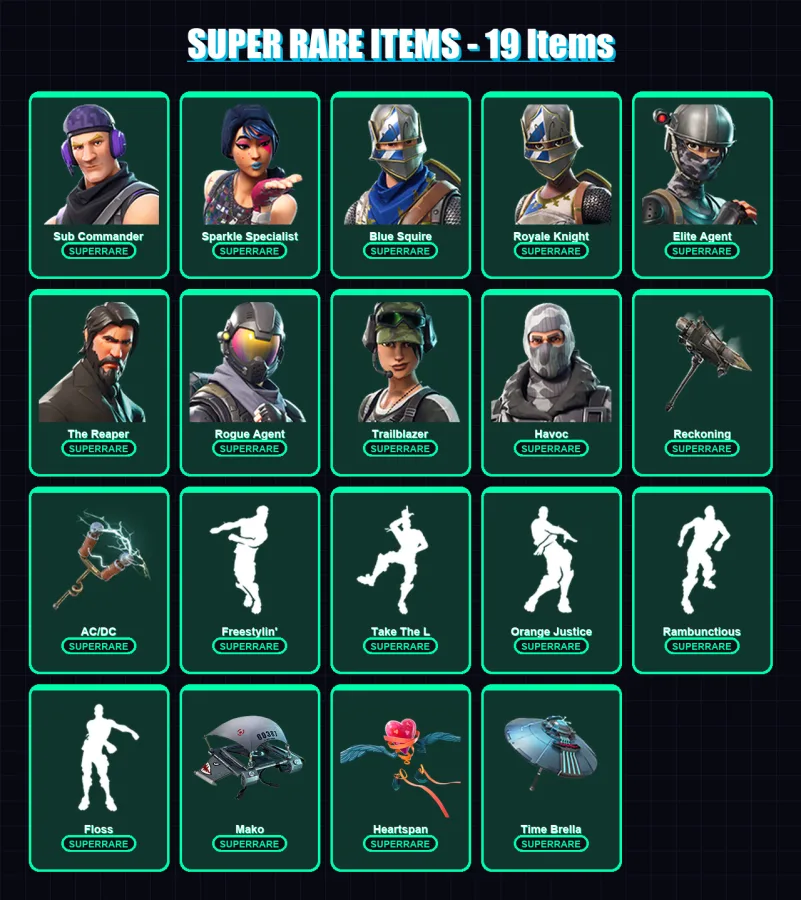 [PC/XBOX] | Sub Commander | Sparkle Specialist | Blue Squire | Royale Knight | Elite Agent | 73 skin | 43 pickaxe | 98 emote | 58 glider | Lv866