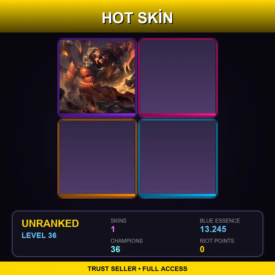 EUW | Lv36 | Unranked | 1 Skin | 36 Champ — Unranked / Smurf League of Legends
