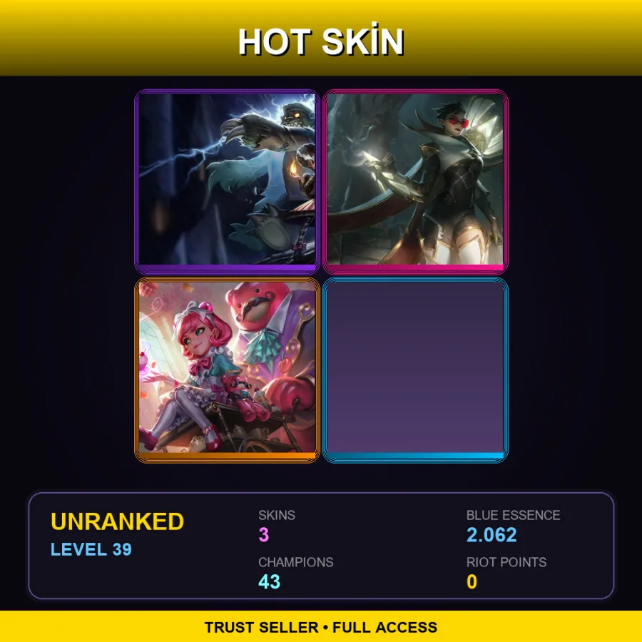 SG | FrankenTibbers Annie | Sentinel Vayne | Cafe Cuties Annie | 3 Skin | 43 Champ | Lv39