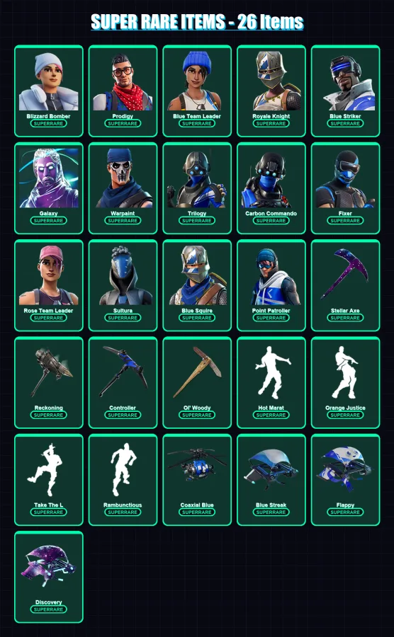[PC/XBOX] | Blizzard Bomber | Prodigy | Blue Team Leader | Royale Knight | Blue Striker | 140 skin | 152 pickaxe | 147 emote | 135 glider | Lv1827