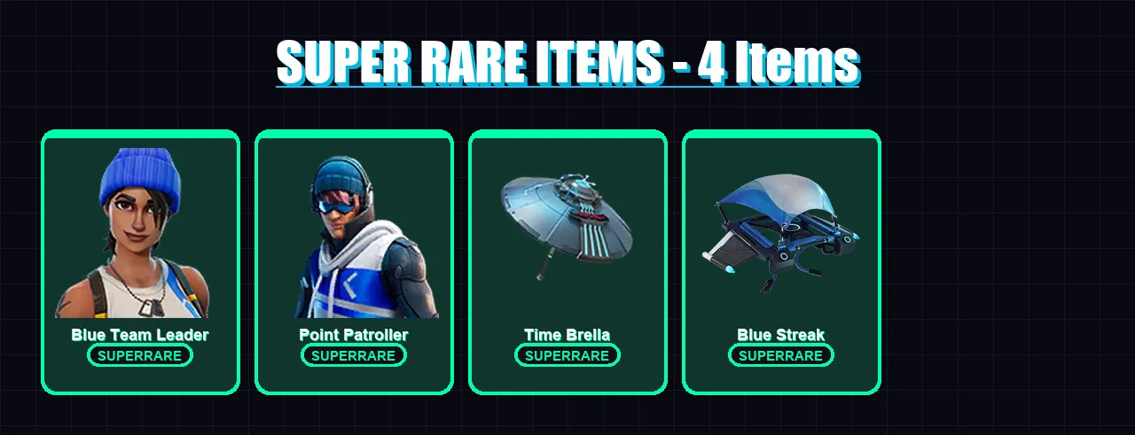 [PC/XBOX] | Blue Team Leader | Point Patroller | Fade | Deadeye | Lynx | 49 skin | 41 pickaxe | 75 emote | 46 glider | Lv580