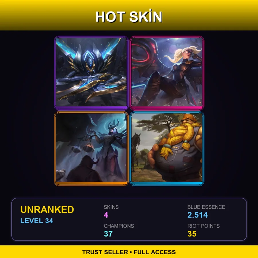 EUW | Lv34 | Unranked | 4 Skin | 37 Champ