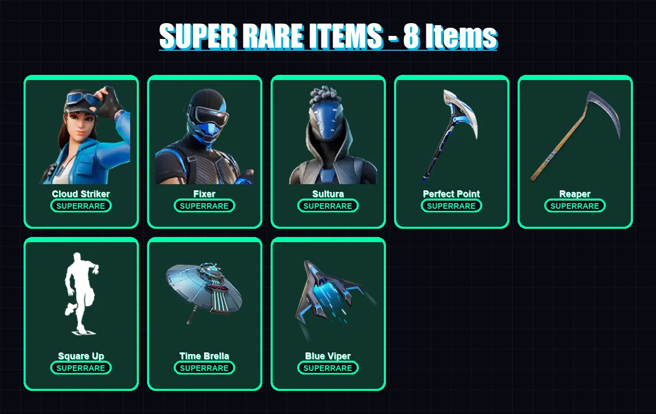 [PS4/PS5/XBOX/PC] | Cloud Striker | Fixer | Sultura | Predator | Joey | 41 skin | 47 pickaxe | 32 emote | 46 glider | Lv643