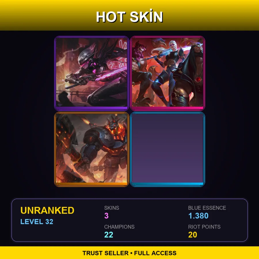 TR | Lv32 | Unranked | 3 Skin | 22 Champ