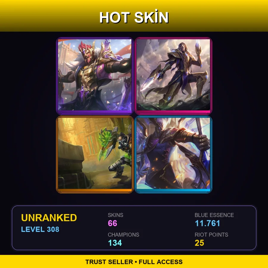 LAN | Lv308 | Unranked | 66 Skin | 134 Champ — Debonair Draven