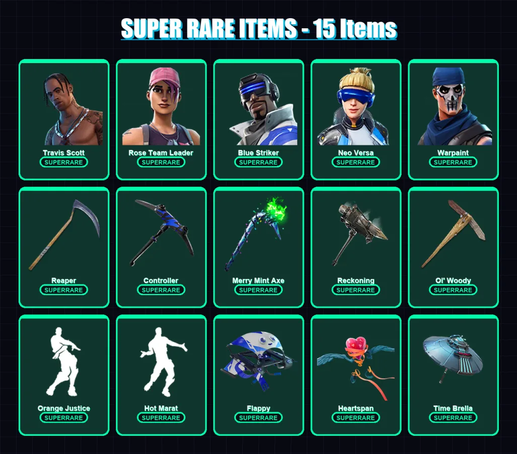 [PC/XBOX/PSN] | Travis Scott | Rose Team Leader | Blue Striker | Neo Versa | Warpaint | 147 skin | 156 pickaxe | 143 emote | 141 glider | Lv2136 — Fortnite account