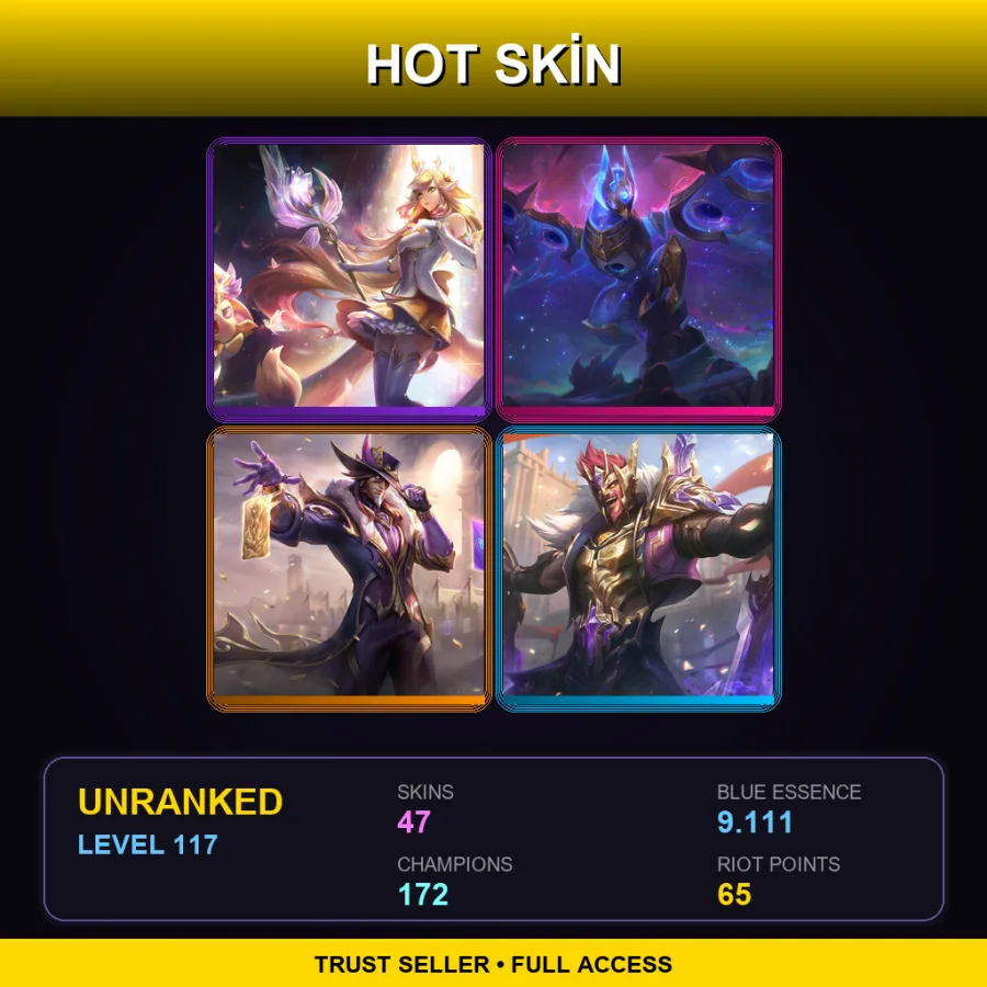 EUW | Lv117 | Unranked | 47 Skin | 172 Champ — LoL account