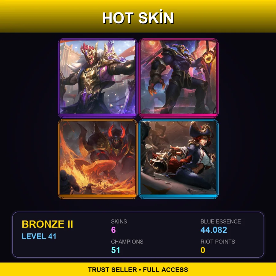 EUW | Lv41 | Bronze II | 6 Skin | 51 Champ