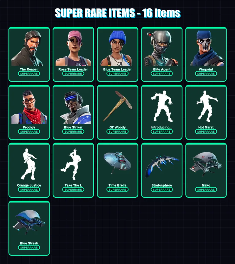 [PS4/PS5/PC] | The Reaper | Rose Team Leader | Blue Team Leader | Elite Agent | Warpaint | 37 skin | 39 pickaxe | 44 emote | 46 glider | Lv689 — Fortnite account