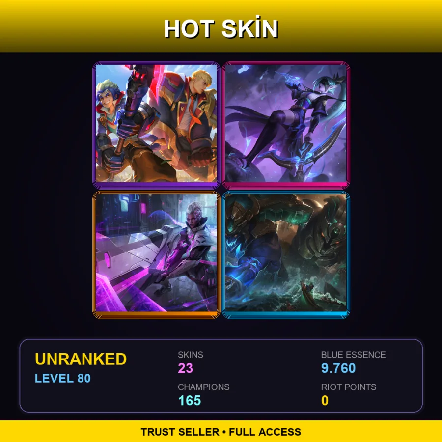 TW | Lv80 | Unranked | 23 Skin | 165 Champ — Unranked / Smurf League of Legends