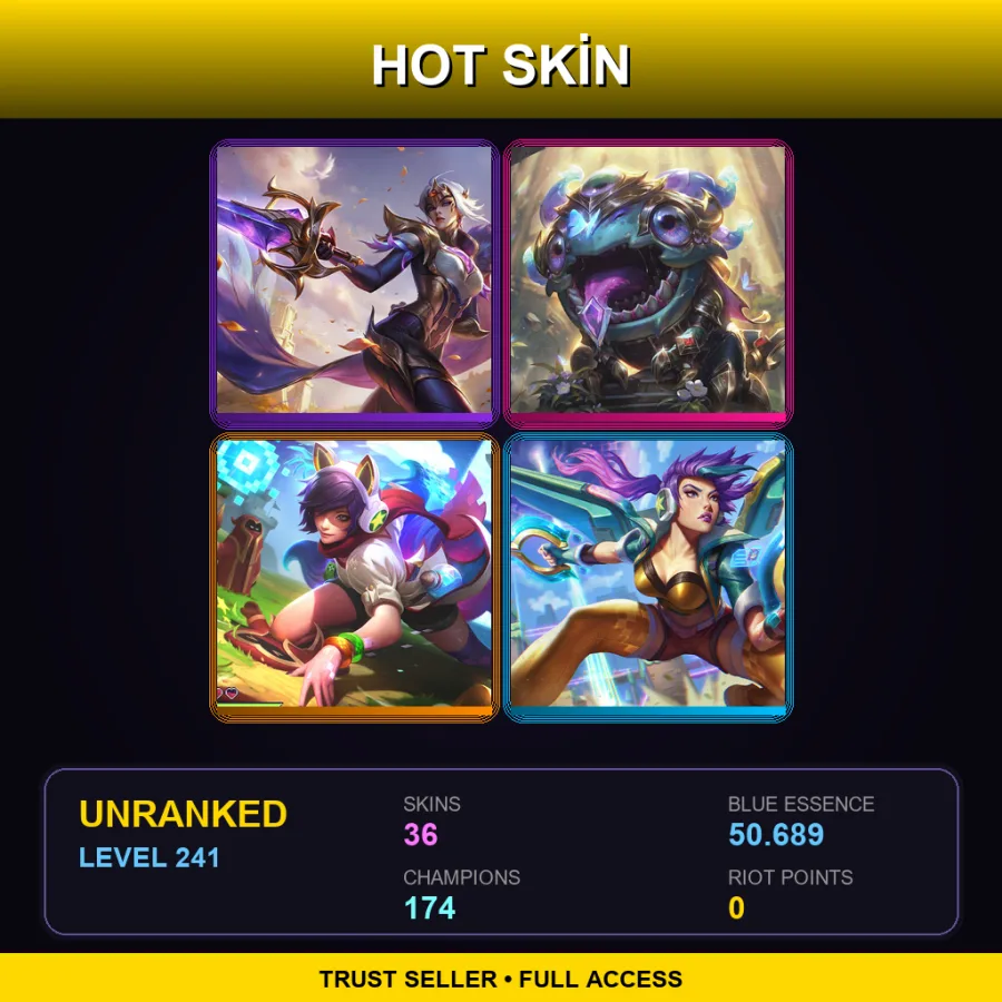 VN | Lv241 | Unranked | 36 Skin | 174 Champ