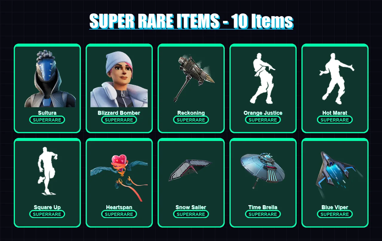 [PS4/PS5/XBOX/PC] | Sultura | Blizzard Bomber | Calamity | Fade | The Ice King | 98 skin | 123 pickaxe | 103 emote | 119 glider | Lv1502