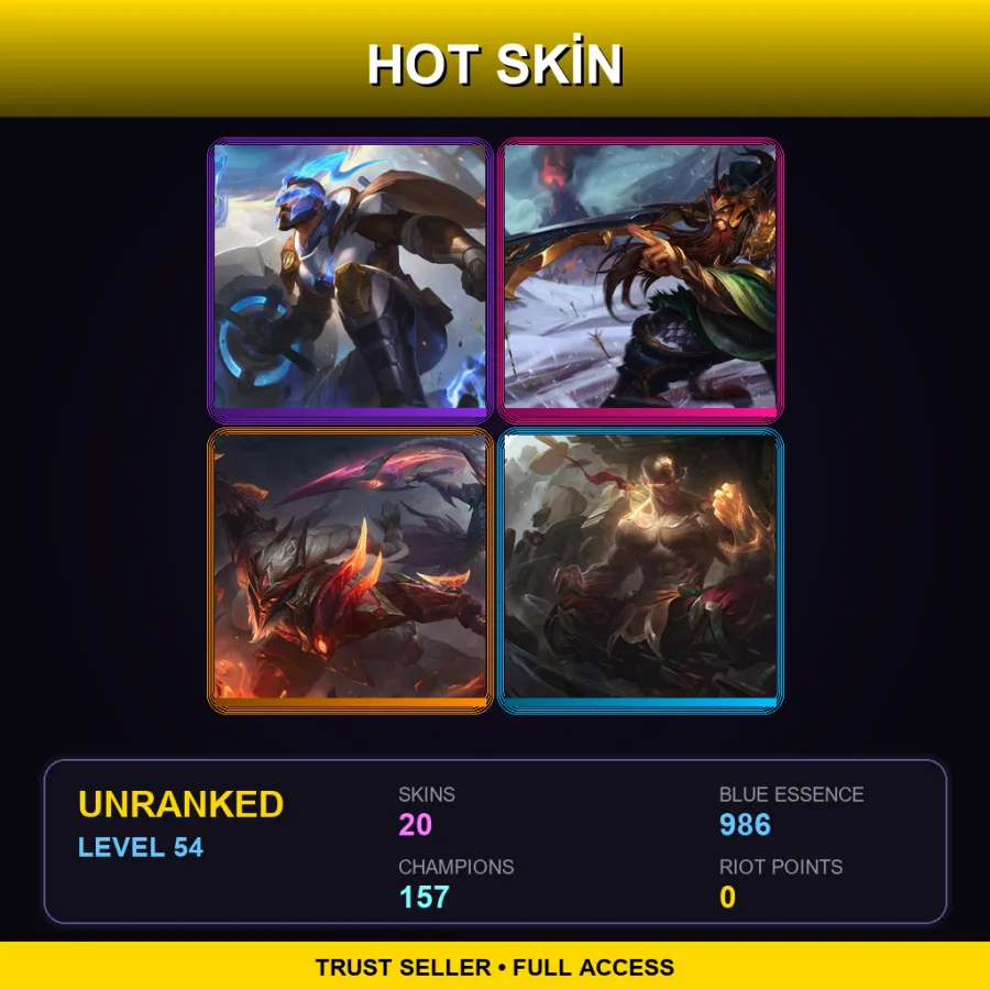SG | Lv54 | Unranked | 20 Skin | 157 Champ — LoL account