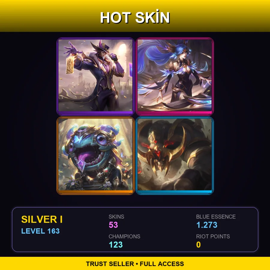 EUNE | Lv163 | Silver I | 53 Skin | 123 Champ — LoL account