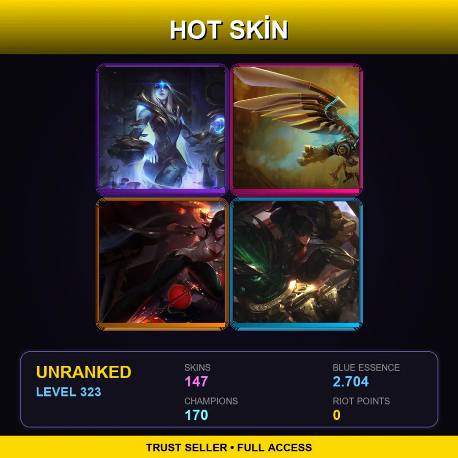 SG | Lv323 | Unranked | 147 Skin | 170 Champ