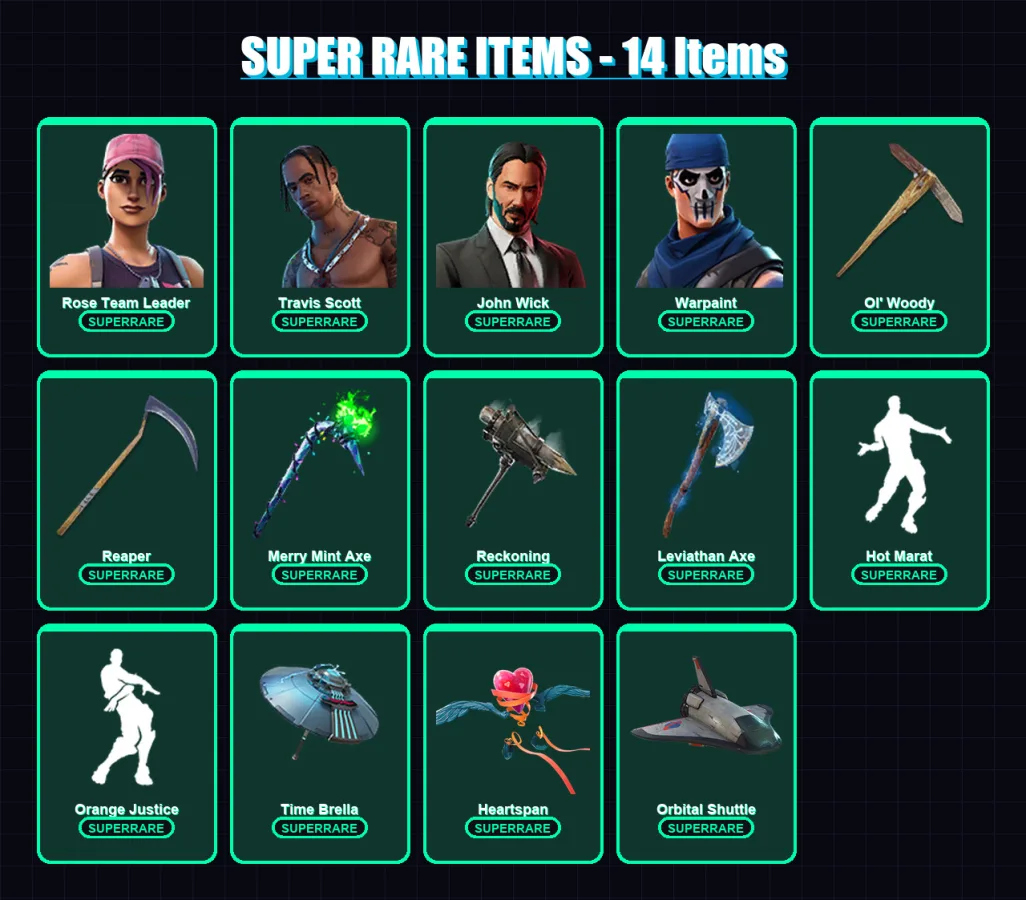 [PC/XBOX/PSN] | Rose Team Leader | Travis Scott | John Wick | Warpaint | Mandalorian | 260 skin | 282 pickaxe | 221 emote | 225 glider | Lv3446 — Fortnite account