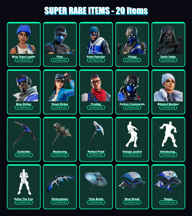 [PC/XBOX/PSN] | Blue Team Leader | Fixer | Point Patroller | Trilogy | Darth Vader | 201 skin | 210 pickaxe | 161 emote | 204 glider | Lv2661