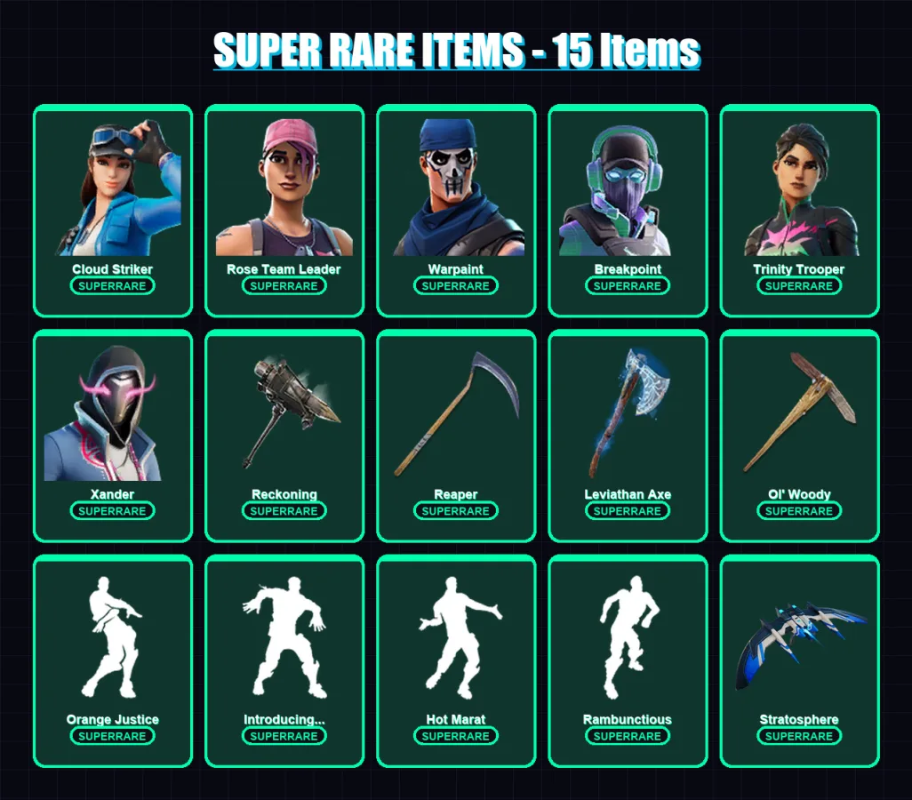 [PC/PSN] | Cloud Striker | Rose Team Leader | Warpaint | Breakpoint | Trinity Trooper | 149 skin | 190 pickaxe | 176 emote | 152 glider | Lv3450 — Fortnite account